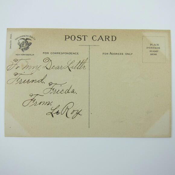 Easter Postcard Two White Rabbits in Baskets Purple Flowers Embossed Antique - Picture 10 of 12